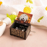 HKM-861971 Custom Halloween Eco-Friendly Mini Wooden Hand Cranked Music Box