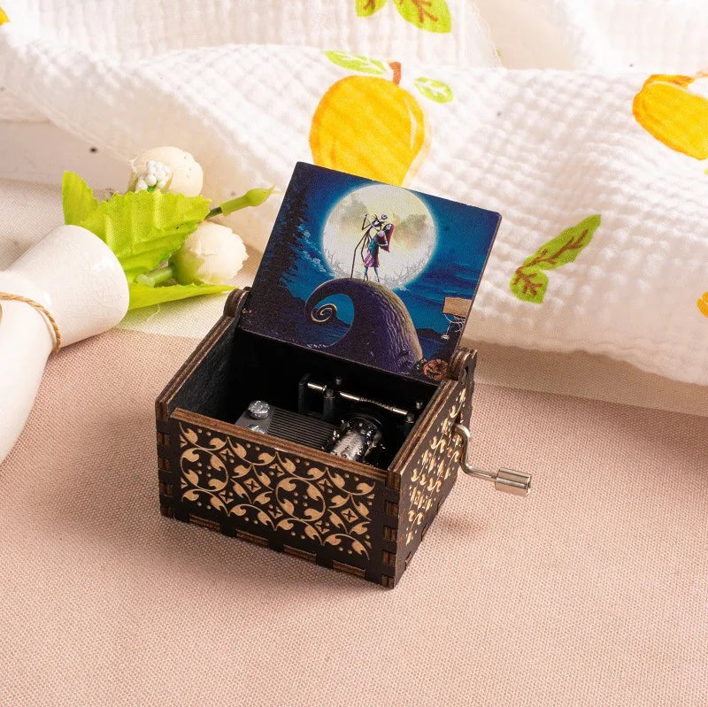 HKM-861971 Custom Halloween Eco-Friendly Mini Wooden Hand Cranked Music Box