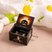 HKM-861971 Custom Halloween Eco-Friendly Mini Wooden Hand Cranked Music Box