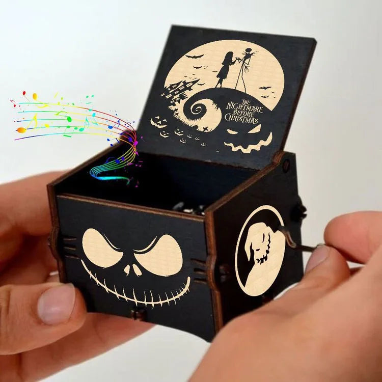 HKM-861971 Custom Halloween Eco-Friendly Mini Wooden Hand Cranked Music Box