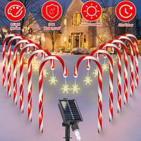 HKM-862099 Solar Candy Cane String Lights with 72 LED Lights, 8 Modes, Timer & IP44 Waterproof for Outdoor Holiday Decorations