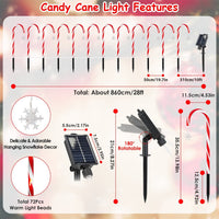 HKM-862099 Solar Candy Cane String Lights with 72 LED Lights, 8 Modes, Timer & IP44 Waterproof for Outdoor Holiday Decorations