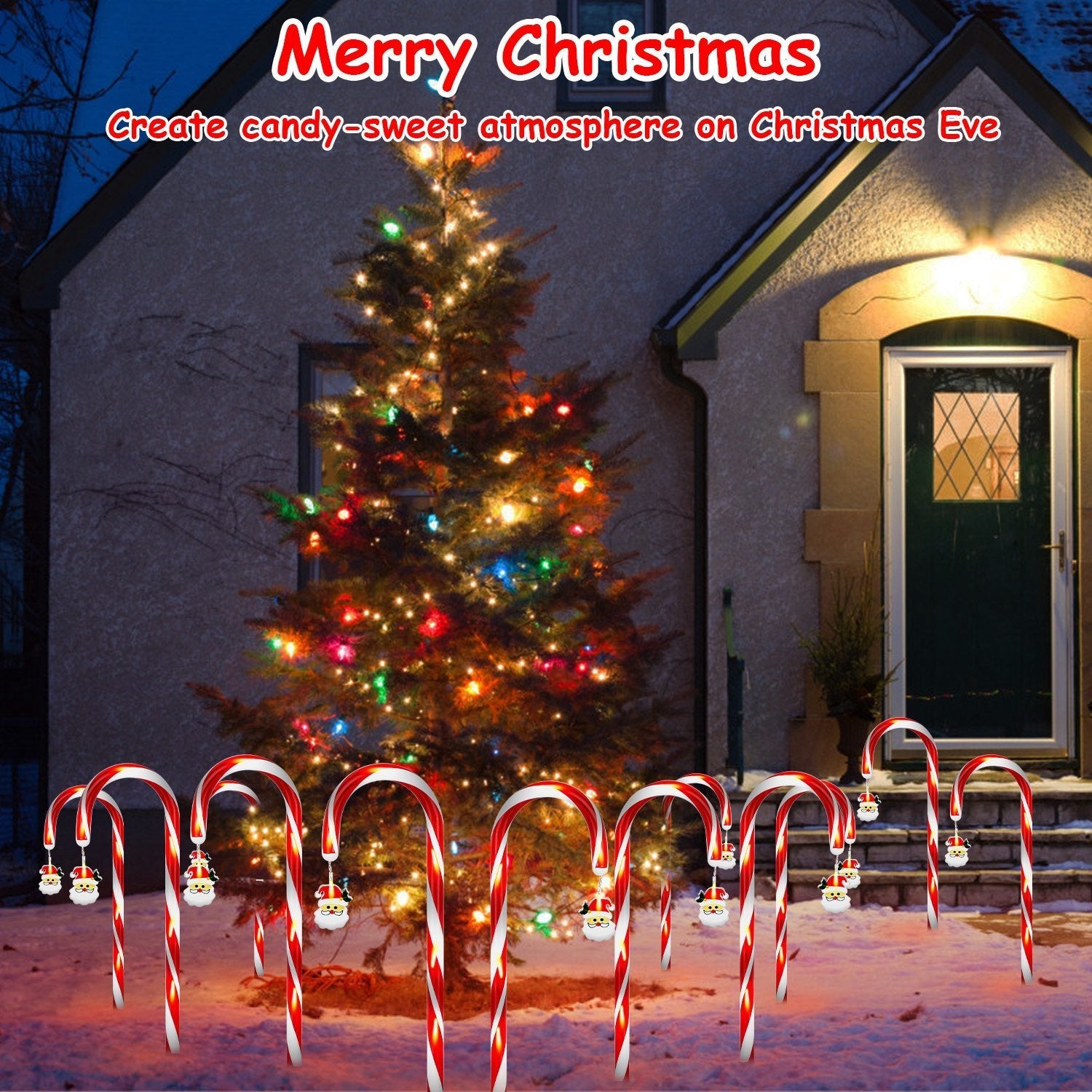 HKM-862099 Solar Candy Cane String Lights with 72 LED Lights, 8 Modes, Timer & IP44 Waterproof for Outdoor Holiday Decorations