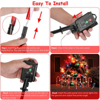 HKM-862099 Solar Candy Cane String Lights with 72 LED Lights, 8 Modes, Timer & IP44 Waterproof for Outdoor Holiday Decorations