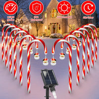 HKM-862099 Solar Candy Cane String Lights with 72 LED Lights, 8 Modes, Timer & IP44 Waterproof for Outdoor Holiday Decorations