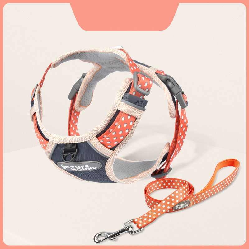 HKM-862163 Adjustable Nylon Chest Strap and Leash Set for Dogs in Multiple Colors