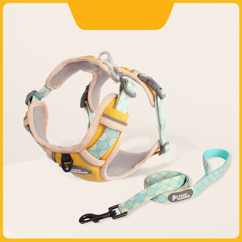 HKM-862163 Adjustable Nylon Chest Strap and Leash Set for Dogs in Multiple Colors