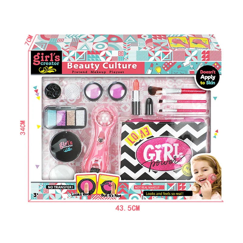KTX-862227 Children's Play Makeup Set with Brushes, Blusher, Lipstick, and Eyeshadow Compact for Creative Pretend Play