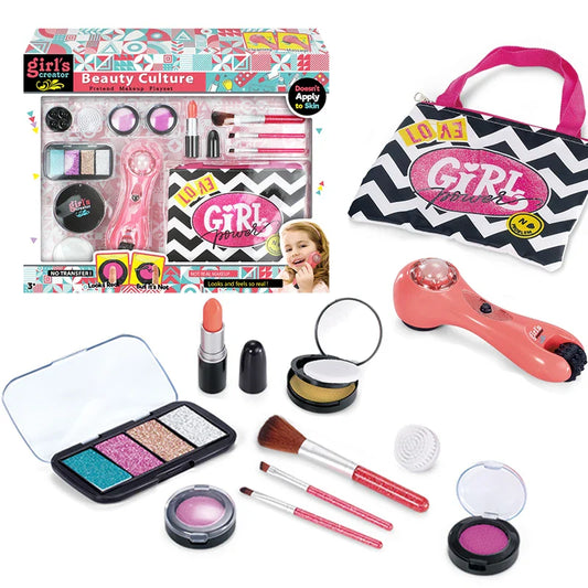 KTX-862227 Children's Play Makeup Set with Brushes, Blusher, Lipstick, and Eyeshadow Compact for Creative Pretend Play