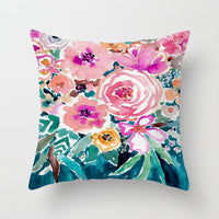 HKM-862419 Graffiti Flower Print Pillowcase for Modern Living Room Decor - 45x45cm