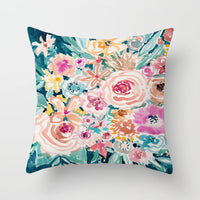 HKM-862419 Graffiti Flower Print Pillowcase for Modern Living Room Decor - 45x45cm