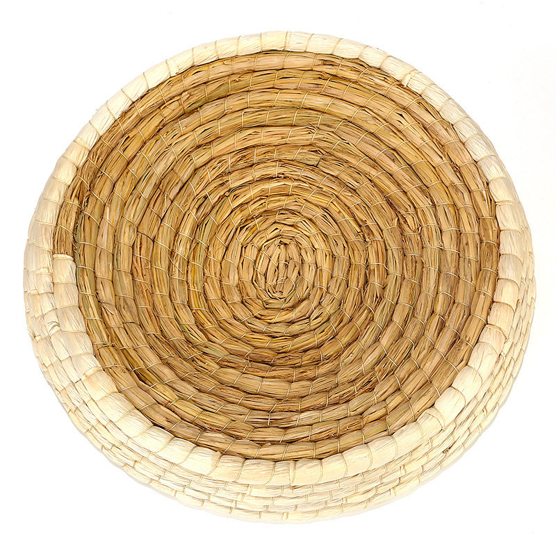 HKM-862483 Natural Rattan Cat Litter Nest Made from Straw - 31cm Diameter