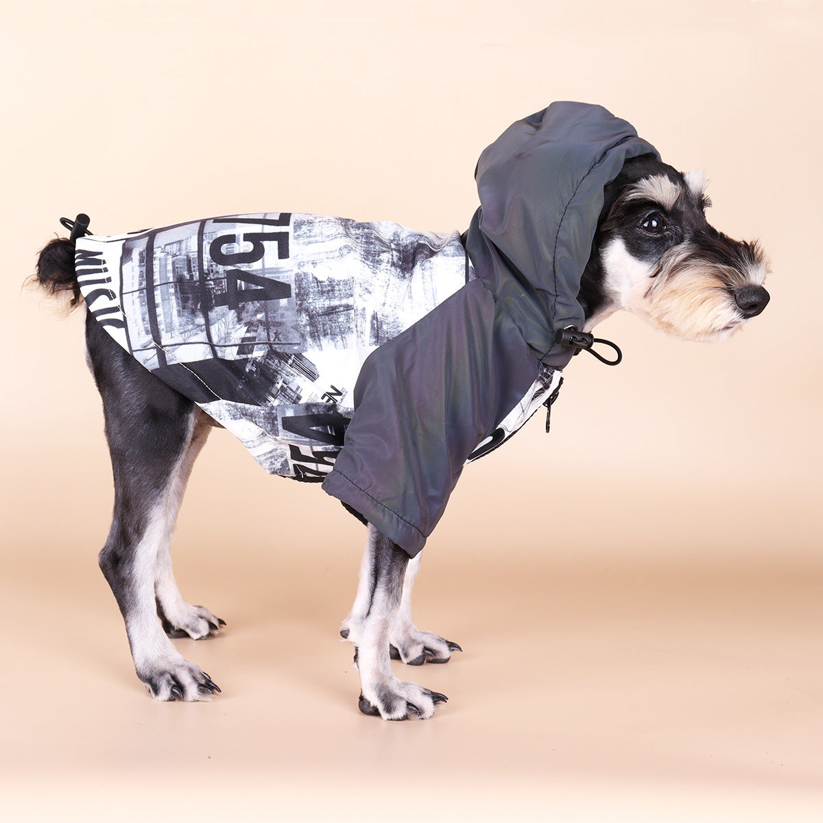 HKM-862739 Reflective Pet Raincoat with Drawstring Hood and Colorful Design for Dogs
