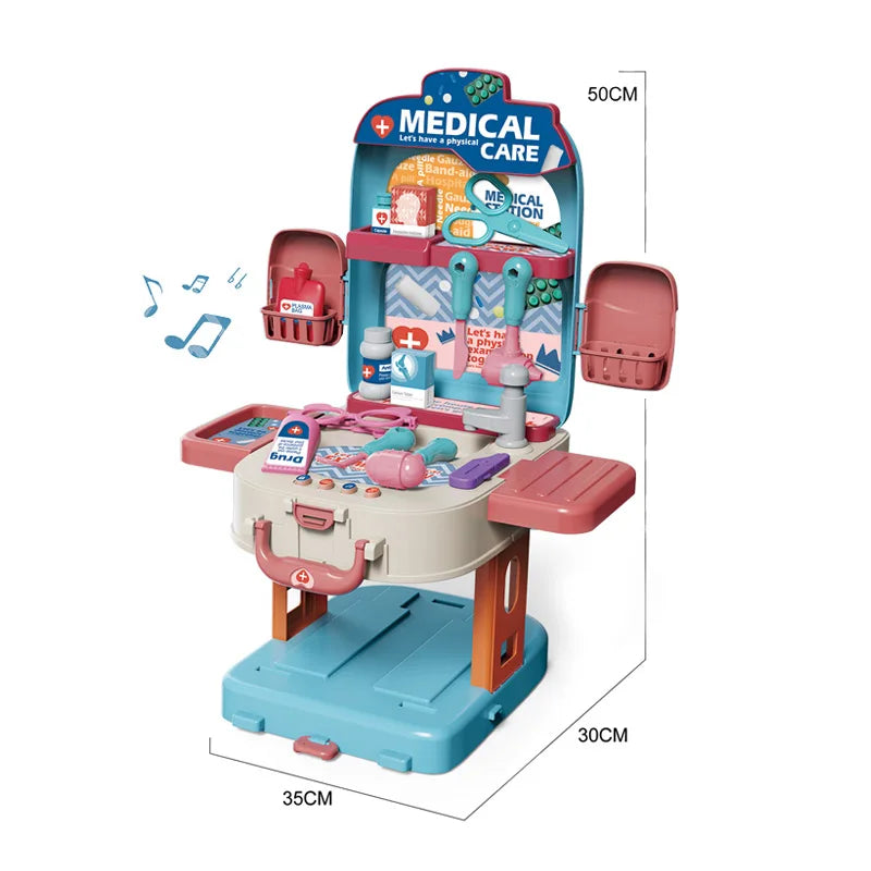 HKM-862803 3-in-1 Fashion Backpack Beauty Dresser Table & Makeup Playset for Kids