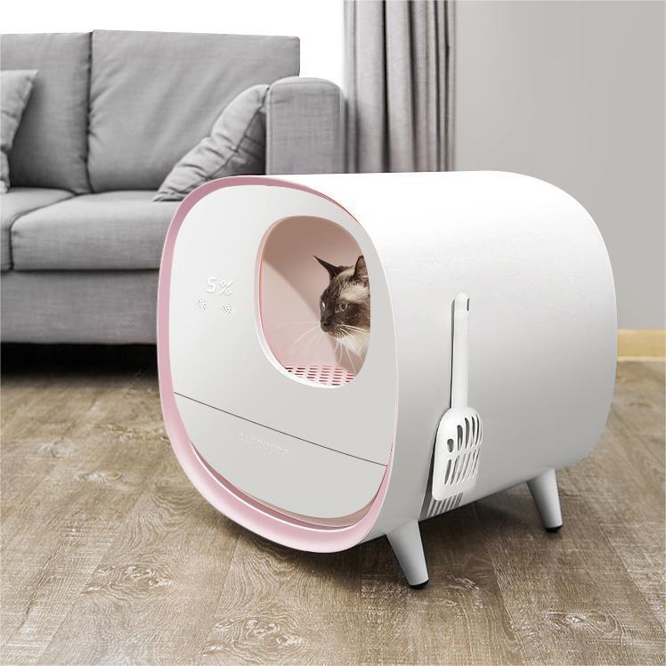 HKM-862803 Extra Large Smart Litter Box with Auto-Cleaning, Deodorant, and Spatter Proof Design