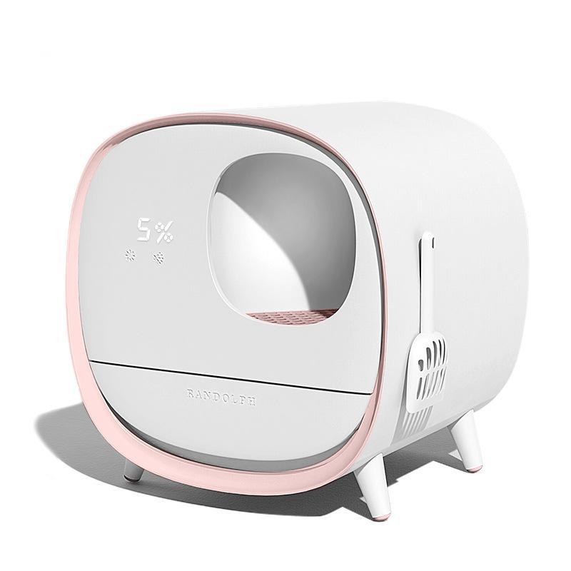 HKM-862803 Extra Large Smart Litter Box with Auto-Cleaning, Deodorant, and Spatter Proof Design