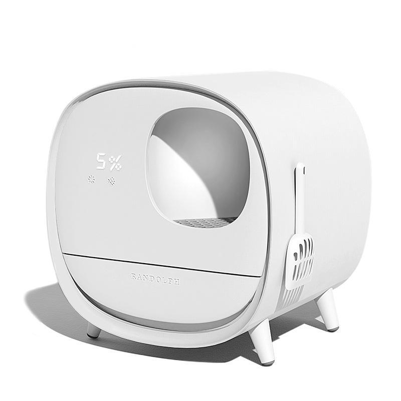 HKM-862803 Extra Large Smart Litter Box with Auto-Cleaning, Deodorant, and Spatter Proof Design