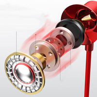 HKM-862867 Wired In-Ear Headset with Microphone - Double Wheat Design, Silicone Ear Tips, 3.5mm Connector, Rose Gold, Red, Black