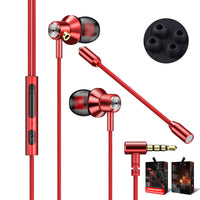 HKM-862867 Wired In-Ear Headset with Microphone - Double Wheat Design, Silicone Ear Tips, 3.5mm Connector, Rose Gold, Red, Black