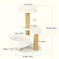 HKM-863123 Multi-Level Cat Tree with Scratching Post and Interactive Ball Toy for Indoor Cats