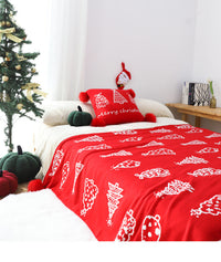 HKM-863123 Nordic Geometric Design Christmas Tree Ball Knit Carpet and Pillow Set - Cozy Acrylic Fiber Home Decor