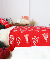 HKM-863123 Nordic Geometric Design Christmas Tree Ball Knit Carpet and Pillow Set - Cozy Acrylic Fiber Home Decor