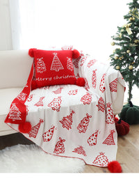 HKM-863123 Nordic Geometric Design Christmas Tree Ball Knit Carpet and Pillow Set - Cozy Acrylic Fiber Home Decor