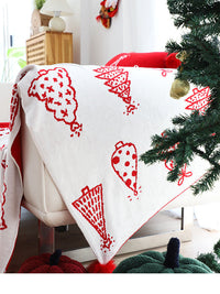 HKM-863123 Nordic Geometric Design Christmas Tree Ball Knit Carpet and Pillow Set - Cozy Acrylic Fiber Home Decor