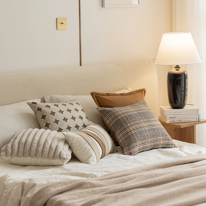 HKM-863187 Nordic Style Solid Color Geometric Design Pillow Cover - 30x50cm & 45x45cm Options