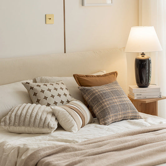 HKM-863187 Nordic Style Solid Color Geometric Design Pillow Cover - 30x50cm & 45x45cm Options