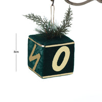 HKM-863251 Dark Green Flocking Christmas Ball Ornaments - Decorative Tree Pendant Set 9 Pack