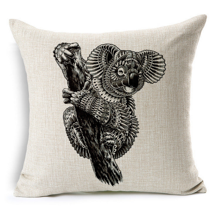 HKM-863251 Modern Minimalist Cotton Linen Pillowcase Cushion - 45x45cm, Multiple Animal Designs