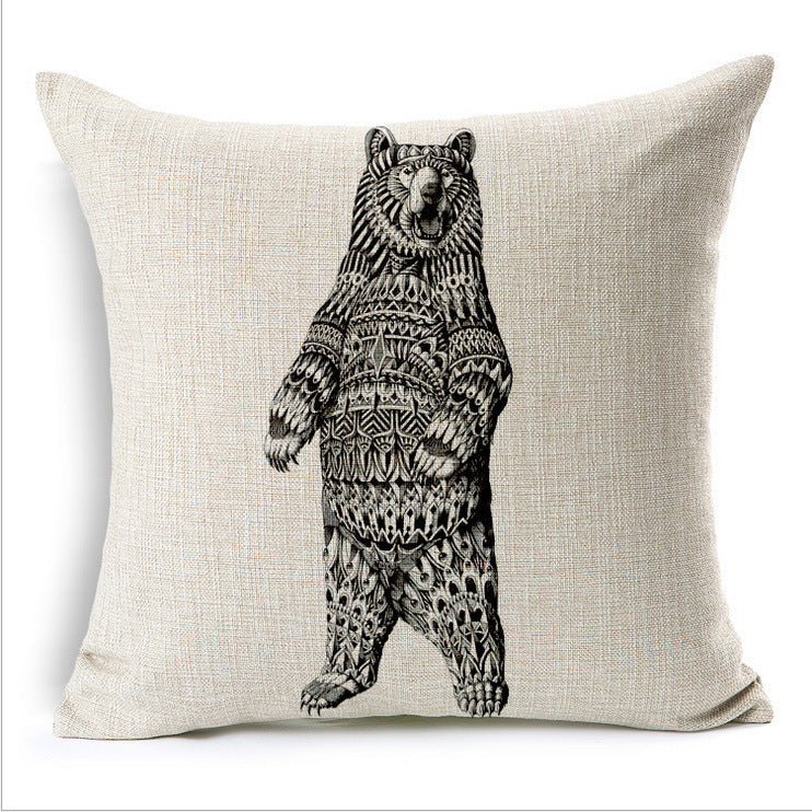 HKM-863251 Modern Minimalist Cotton Linen Pillowcase Cushion - 45x45cm, Multiple Animal Designs