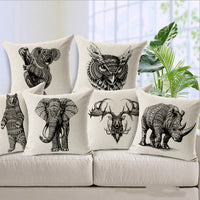 HKM-863251 Modern Minimalist Cotton Linen Pillowcase Cushion - 45x45cm, Multiple Animal Designs