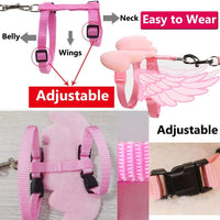 HKM-863315 Adjustable Pet Harness with Wing Design and Traction Leash for Small Animals