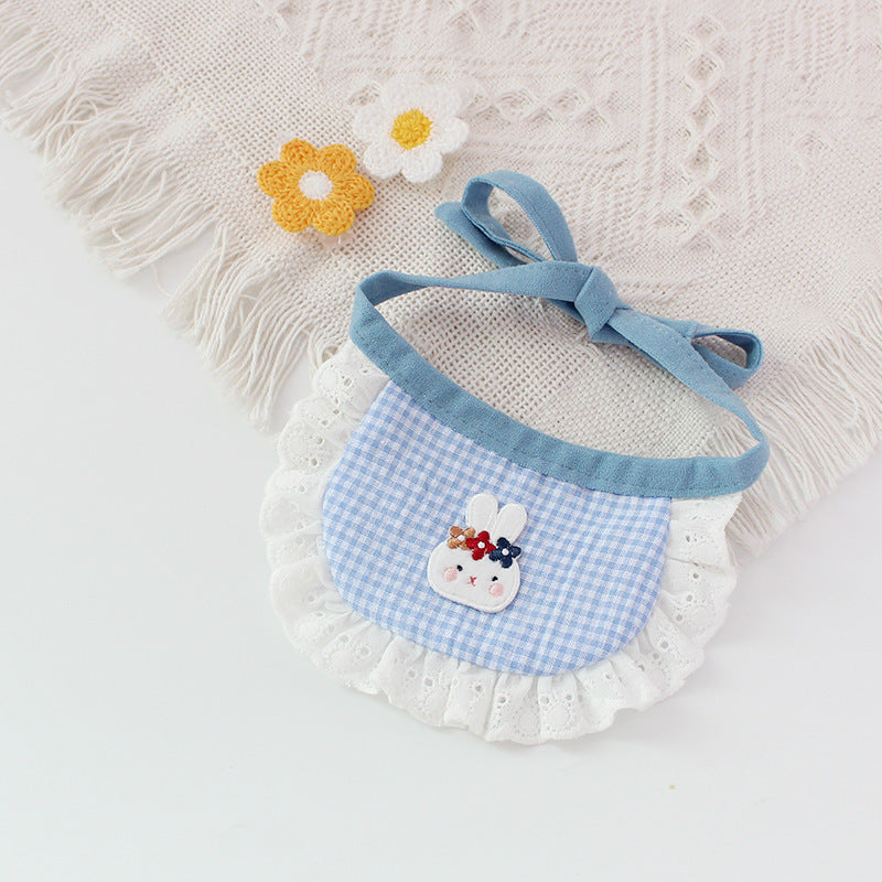 HKM-863379 Cute Cartoon Rabbit Bib for Pets - Cotton Saliva Towel in Multiple Colors