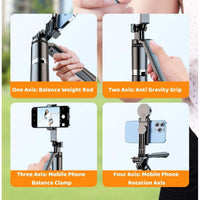 HKM-863379 Tripod Selfie Stick with Bluetooth Remote and Dual LED Ring Lights 1.7m Extendable Pole