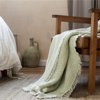 HKM-863443 Four-Layer Cotton Gauze Blanket - Summer Throw, 130cm x 170cm, Available in Multiple Colors