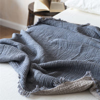 HKM-863443 Four-Layer Cotton Gauze Blanket - Summer Throw, 130cm x 170cm, Available in Multiple Colors
