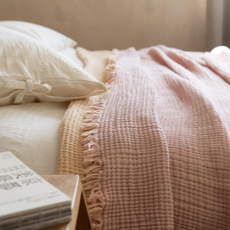 HKM-863443 Four-Layer Cotton Gauze Blanket - Summer Throw, 130cm x 170cm, Available in Multiple Colors