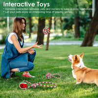 HKM-863571 Set of 5 Christmas-Themed Rope Chew Toys for Small to Medium Dogs, Safe and Durable Pet Interactive Toys for Training and Teething