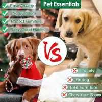 HKM-863571 Set of 5 Christmas-Themed Rope Chew Toys for Small to Medium Dogs, Safe and Durable Pet Interactive Toys for Training and Teething