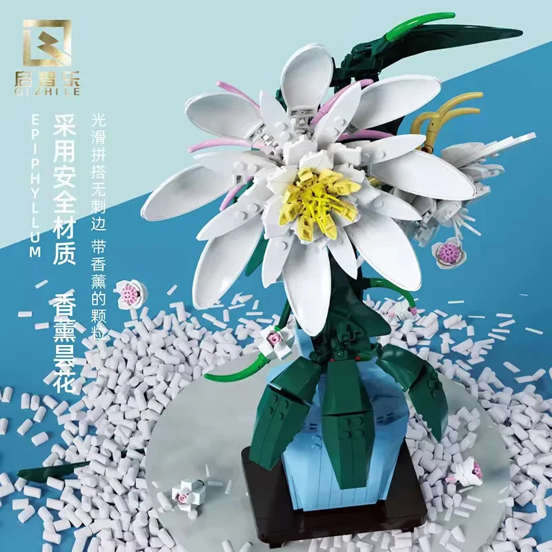 Building Blocks Flower Bouquet Set for Kids - 50 Piece Plastic Construction Toy, Ages 2 and Up