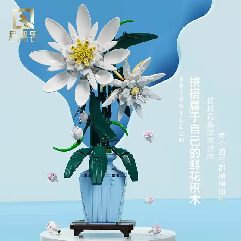 Building Blocks Flower Bouquet Set for Kids - 50 Piece Plastic Construction Toy, Ages 2 and Up