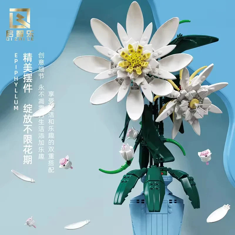 Building Blocks Flower Bouquet Set for Kids - 50 Piece Plastic Construction Toy, Ages 2 and Up