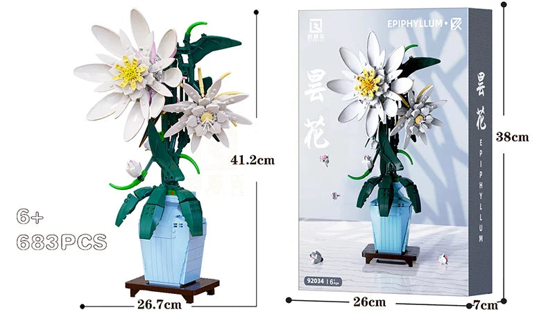 Building Blocks Flower Bouquet Set for Kids - 50 Piece Plastic Construction Toy, Ages 2 and Up