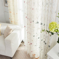 HKM-863827 Garden Embroidered Polyester-Linen Window Screen