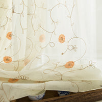 HKM-863827 Garden Embroidered Polyester-Linen Window Screen
