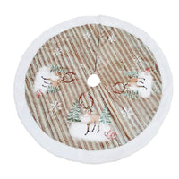 HKM-863891 Old Man Christmas Tree Skirt 98cm Flannel with Reindeer and Bells