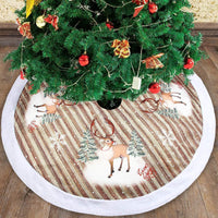 HKM-863891 Old Man Christmas Tree Skirt 98cm Flannel with Reindeer and Bells